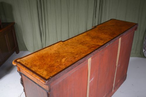 A VICTORIAN BURR WALNUT BREAKFRONT CREDENZA CABINET C1880 - ADDITIONAL PHOTO 15