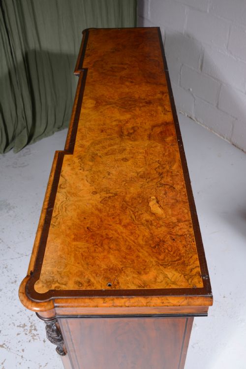 A VICTORIAN BURR WALNUT BREAKFRONT CREDENZA CABINET C1880 - ADDITIONAL PHOTO 16