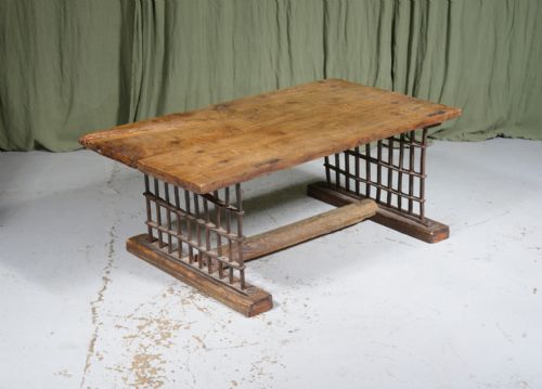 a rustic spanish chestnut and iron coffee table 19th c - CATEGORY: ANTIQUE TABLES - DATED 19TH CENTURY