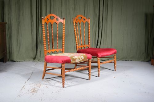 a pair of french fruitwood bobbin chairs c1900 - CATEGORY: ANTIQUE CHAIRS - DATED 1900