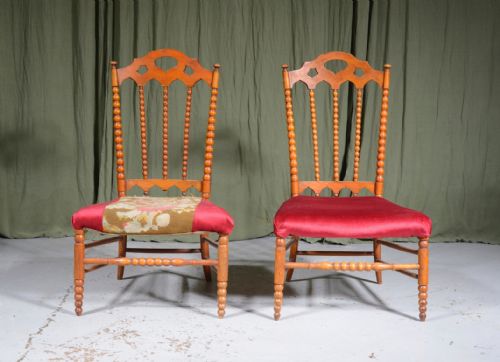 A PAIR OF FRENCH FRUITWOOD BOBBIN CHAIRS C1900 - ADDITIONAL PHOTO 1