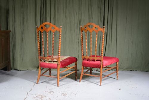 A PAIR OF FRENCH FRUITWOOD BOBBIN CHAIRS C1900 - ADDITIONAL PHOTO 4