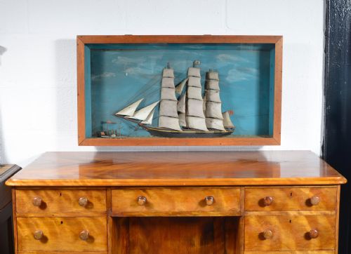 A VICTORIAN THREE MASTED SHIP PADDLE STEAMER DIORAMA MODEL C1890 - ADDITIONAL PHOTO 2