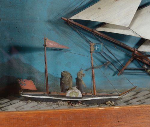 A VICTORIAN THREE MASTED SHIP PADDLE STEAMER DIORAMA MODEL C1890 - ADDITIONAL PHOTO 5