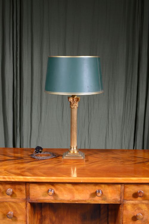 a victorian gilt brass corinthian column table lamp c1890 - CATEGORY: ANTIQUE LIGHTING - DATED VICTORIAN