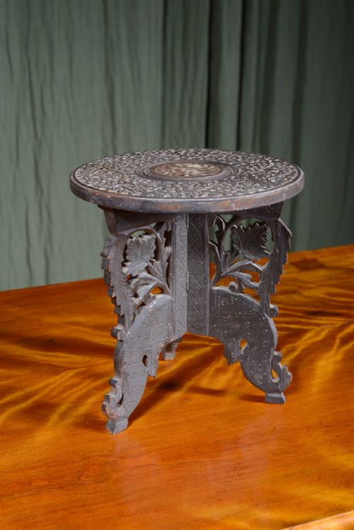A MINIATURE INDIAN HOSHIAPUR BONE INLAID TABLE C1920 - ADDITIONAL PHOTO 1