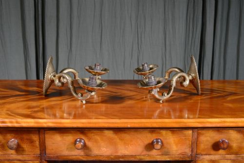 a pair of brass two light wall sconces c1910 - CATEGORY: ANTIQUE LIGHTING - DATED 1910