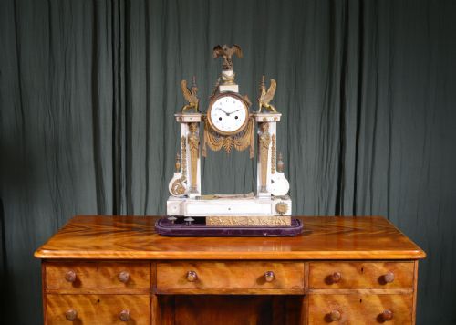 AN IMPRESSIVE FRENCH ORMOLU MOUNTED MARBLE CLOCK FOR RESTORATION C1840 - ADDITIONAL PHOTO 2