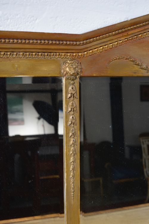 A 19TH CENTURY ARCHITECTURAL TRIPTYCH OVERMANTEL MIRROR C1850 - ADDITIONAL PHOTO 1