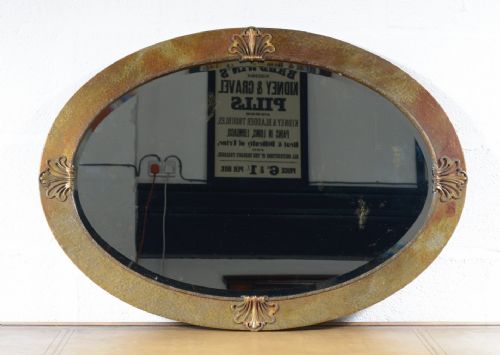 an arts crafts beaten copper oval mirror c1905 - CATEGORY: ANTIQUE MIRRORS - DATED EDWARDIAN
