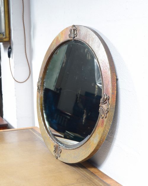 AN ARTS CRAFTS BEATEN COPPER OVAL MIRROR C1905 - ADDITIONAL PHOTO 4