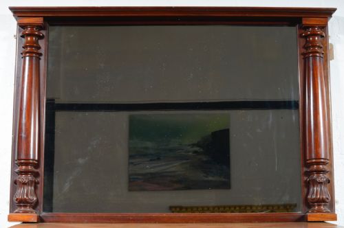 a large victorian mahogany overmantel mirror with pillars c1870 - CATEGORY: ANTIQUE MIRRORS - DATED VICTORIAN