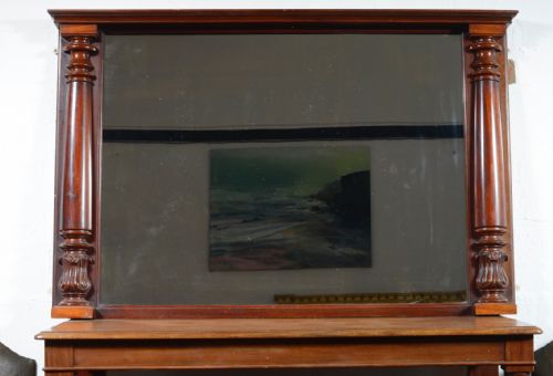 A LARGE VICTORIAN MAHOGANY OVERMANTEL MIRROR WITH PILLARS C1870 - ADDITIONAL PHOTO 1