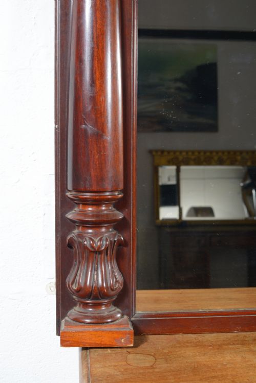 A LARGE VICTORIAN MAHOGANY OVERMANTEL MIRROR WITH PILLARS C1870 - ADDITIONAL PHOTO 2