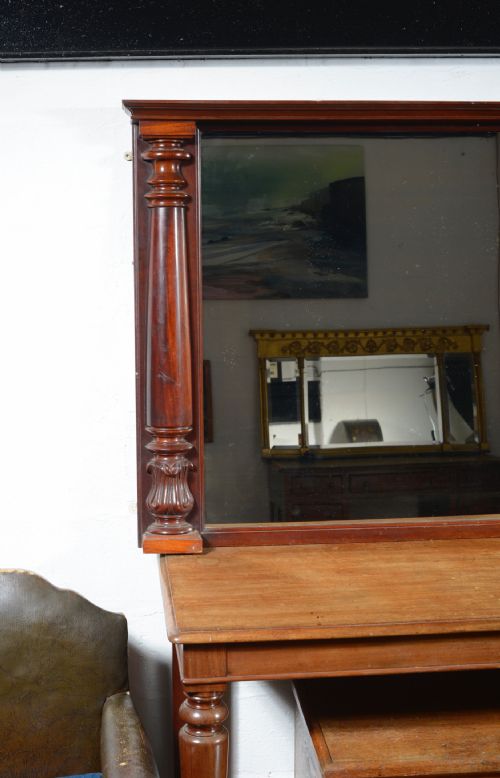 A LARGE VICTORIAN MAHOGANY OVERMANTEL MIRROR WITH PILLARS C1870 - ADDITIONAL PHOTO 4