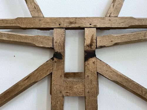 A LARGE ARCHITECTURAL VICTORIAN OAK CHURCH BELL WHEEL C1850 - ADDITIONAL PHOTO 1
