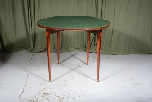 A GEORGE III INLAID SATINWOOD DEMI LUNE CARD TABLE C1790 - ADDITIONAL PHOTO 3