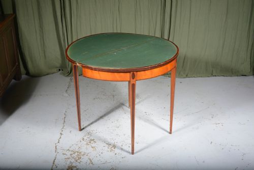 A GEORGE III INLAID SATINWOOD DEMI LUNE CARD TABLE C1790 - ADDITIONAL PHOTO 5