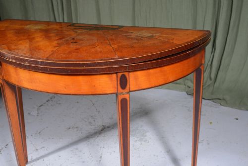 A GEORGE III INLAID SATINWOOD DEMI LUNE CARD TABLE C1790 - ADDITIONAL PHOTO 8