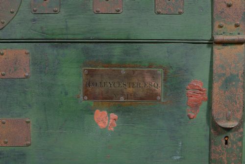RO LEYCESTER ESQ'S NO 1 IRON BOUND OAK SILVER CHEST BY GARRARD LONDON C1850 - ADDITIONAL PHOTO 3