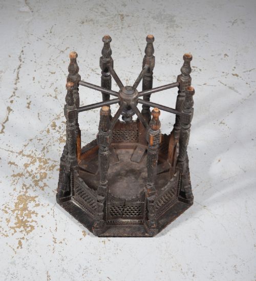 A RARE INDIAN CARVED OCTAGONAL TABLE C1890 - ADDITIONAL PHOTO 4