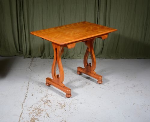 a victorian satinwood table on lyre supports c1860 - CATEGORY: ANTIQUE TABLES - DATED 19TH CENTURY