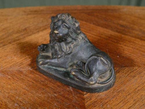 a regency bronze sculpture of a recumbent lion c1820 - CATEGORY: ANTIQUE METAL - DATED REGENCY