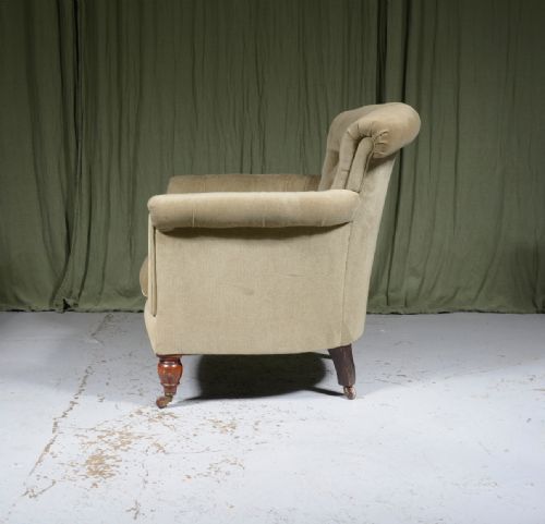 A HOWARD SONS 'WOODSTOCK' STYLE BUTTON BACK ARMCHAIR C1890 - ADDITIONAL PHOTO 2