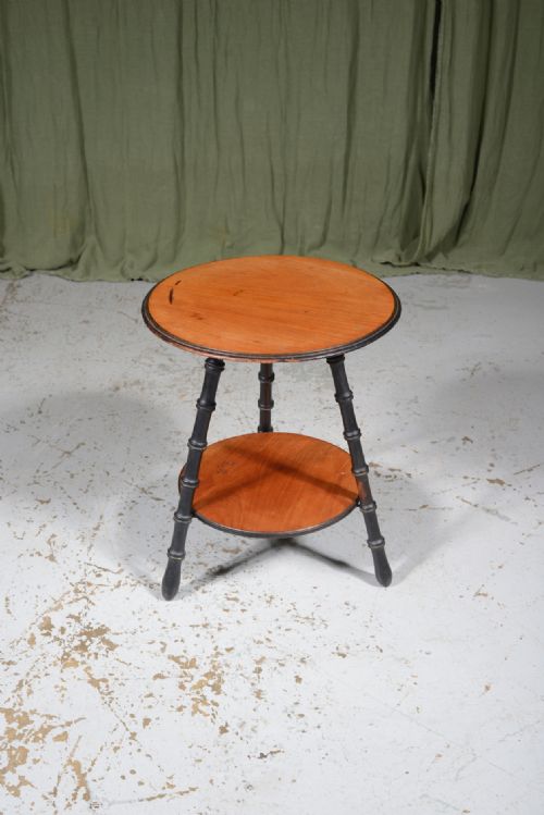 a small victorian walnut two tier gypsy table on faux bamboo legs c1870 - CATEGORY: ANTIQUE TABLES - DATED 1870