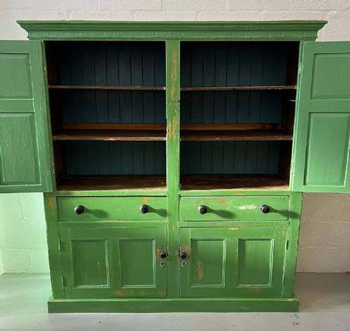 AN EARLY VICTORIAN VERDIGRIS GREEN PAINTED HOUSEKEEPERS CUPBOARD C1840 - ADDITIONAL PHOTO 10