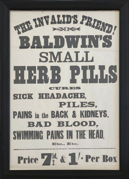 A SET OF SIX ORIGINAL VICTORIAN 'BALDWIN'S PILLS' VINTAGE FRAMED POSTERS C1895 - ADDITIONAL PHOTO 4