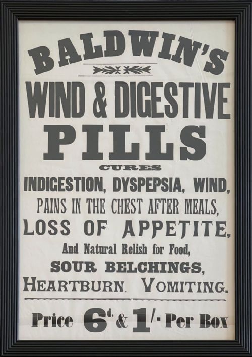 A SET OF SIX ORIGINAL VICTORIAN 'BALDWIN'S PILLS' VINTAGE FRAMED POSTERS C1895 - ADDITIONAL PHOTO 6