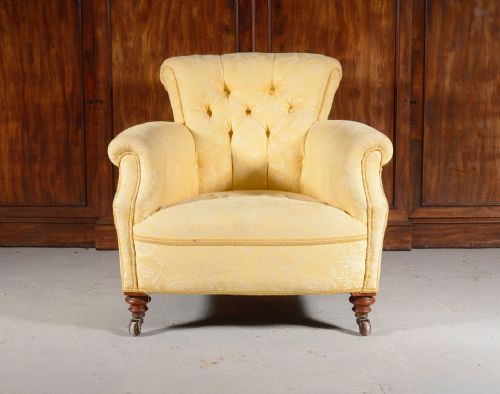A HOWARD SONS 'WOODSTOCK' STYLE BUTTON BACK ARMCHAIR C1890 - ADDITIONAL PHOTO 6
