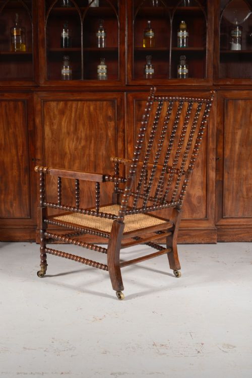 A GEORGE IV SIMULATED ROSEWOOD BOBBIN ARMCHAIR C1840 - ADDITIONAL PHOTO 3