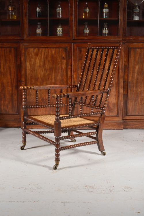 A GEORGE IV SIMULATED ROSEWOOD BOBBIN ARMCHAIR C1840 - ADDITIONAL PHOTO 4