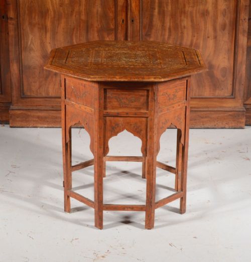 an indian hoshiarpur octagonal inlaid table c1890 - CATEGORY: ANTIQUE TABLES - DATED 1890