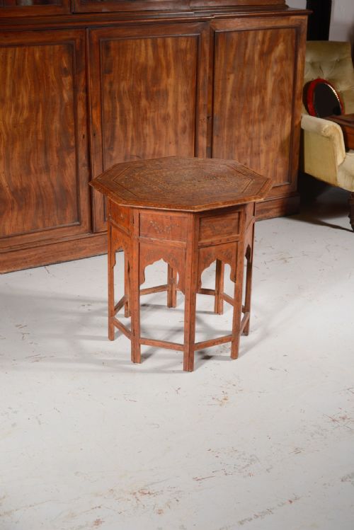 AN INDIAN HOSHIARPUR OCTAGONAL INLAID TABLE C1890 - ADDITIONAL PHOTO 1