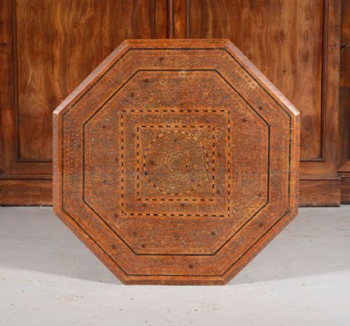 AN INDIAN HOSHIARPUR OCTAGONAL INLAID TABLE C1890 - ADDITIONAL PHOTO 3