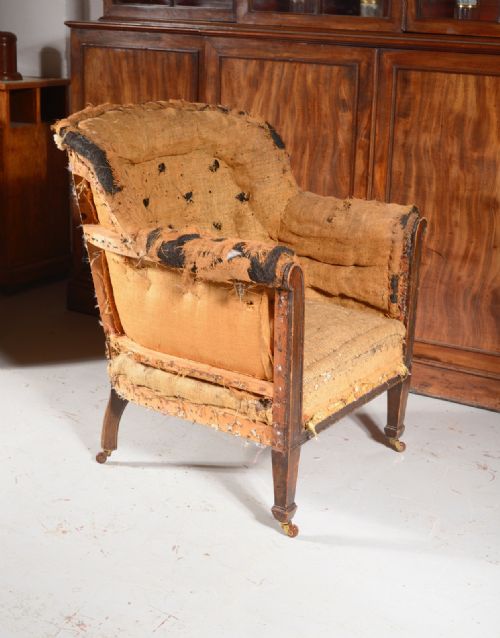 a regency style barrel back armchair for upholstery c1880 - CATEGORY: ANTIQUE CHAIRS - DATED 1880