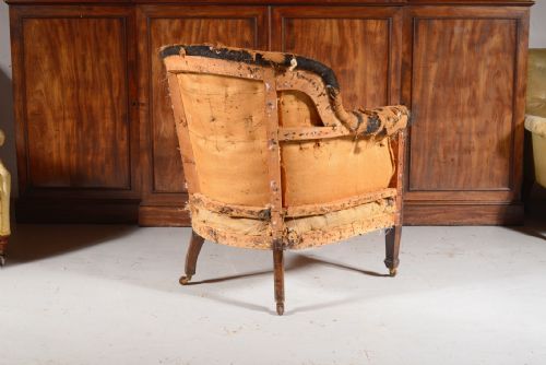 A REGENCY STYLE BARREL BACK ARMCHAIR FOR UPHOLSTERY C1880 - ADDITIONAL PHOTO 1