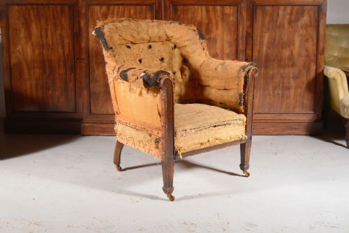 A REGENCY STYLE BARREL BACK ARMCHAIR FOR UPHOLSTERY C1880 - ADDITIONAL PHOTO 2