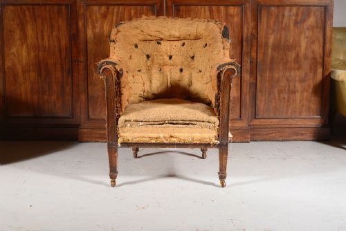 A REGENCY STYLE BARREL BACK ARMCHAIR FOR UPHOLSTERY C1880 - ADDITIONAL PHOTO 3