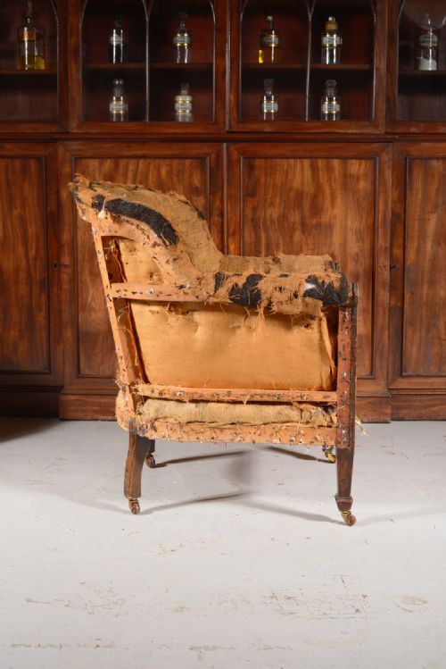 A REGENCY STYLE BARREL BACK ARMCHAIR FOR UPHOLSTERY C1880 - ADDITIONAL PHOTO 4