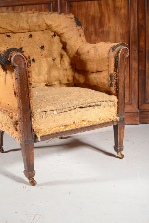 A REGENCY STYLE BARREL BACK ARMCHAIR FOR UPHOLSTERY C1880 - ADDITIONAL PHOTO 6
