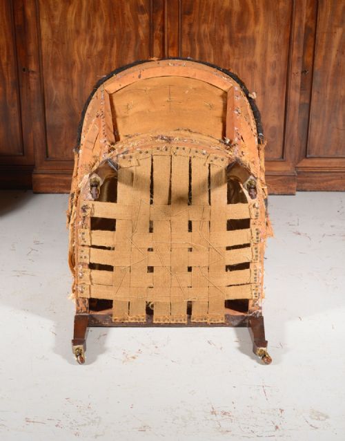 A REGENCY STYLE BARREL BACK ARMCHAIR FOR UPHOLSTERY C1880 - ADDITIONAL PHOTO 7
