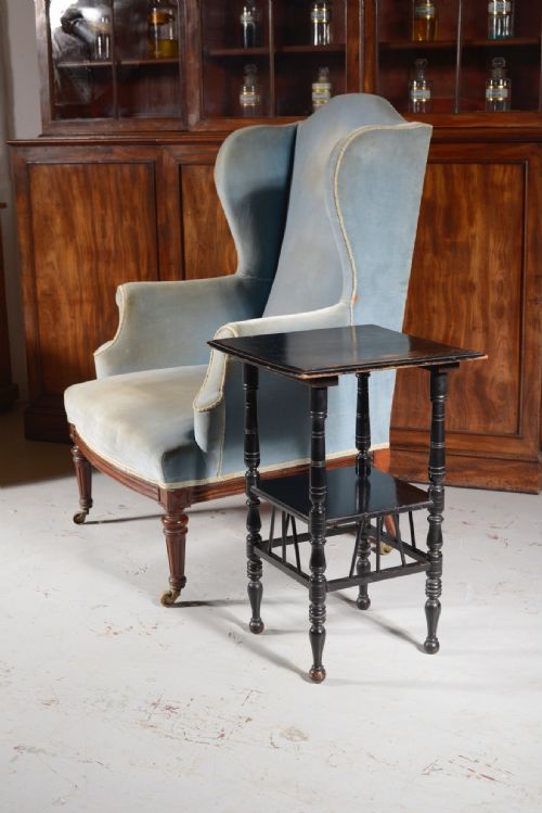 A LARGE GEORGE III STYLE VELVET UPHOLSTERED MAHOGANY WINGBACK ARMCHAIR C1870 - ADDITIONAL PHOTO 6