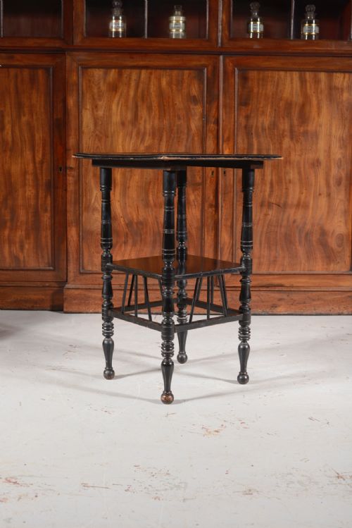 AN AESTHETIC MOVEMENT EBONISED TWO TIER OCCASIONAL TABLE TO A DESIGN BY EW GODWIN C1870 - ADDITIONAL PHOTO 3