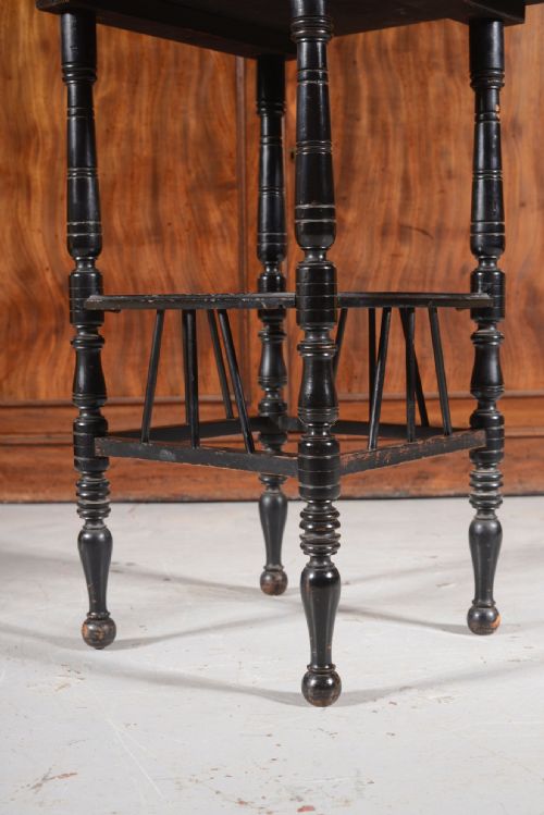 AN AESTHETIC MOVEMENT EBONISED TWO TIER OCCASIONAL TABLE TO A DESIGN BY EW GODWIN C1870 - ADDITIONAL PHOTO 4