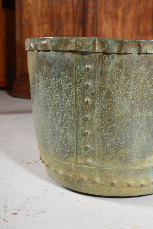 A VICTORIAN PATINATED VERDIGRIS COPPER PLANTER C1850 - ADDITIONAL PHOTO 1