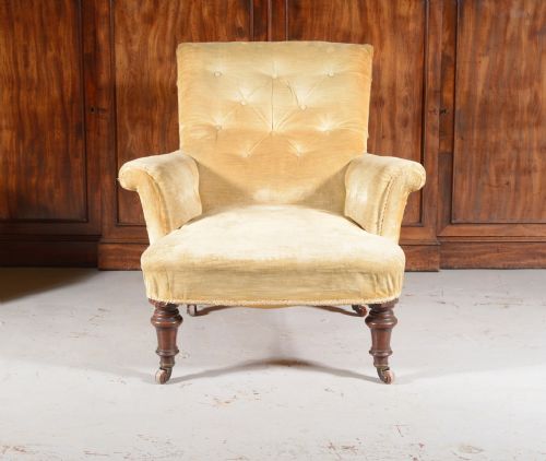 A VICTORIAN HOWARD STYLE COUNTRY HOUSE BUTTON BACK ARMCHAIR C1870 - ADDITIONAL PHOTO 2